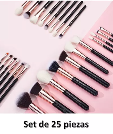 Set de Brochas Jessup - Conjunto de brochas con hebras sintéticas naturales para maquillaje de base en polvo, rubor, pestañas y labios, marca profesional de maquillaje, 25 piezas